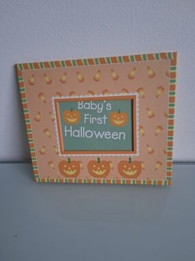 Baby's First Halloween Photo Frame - Orange Pumpkin Design